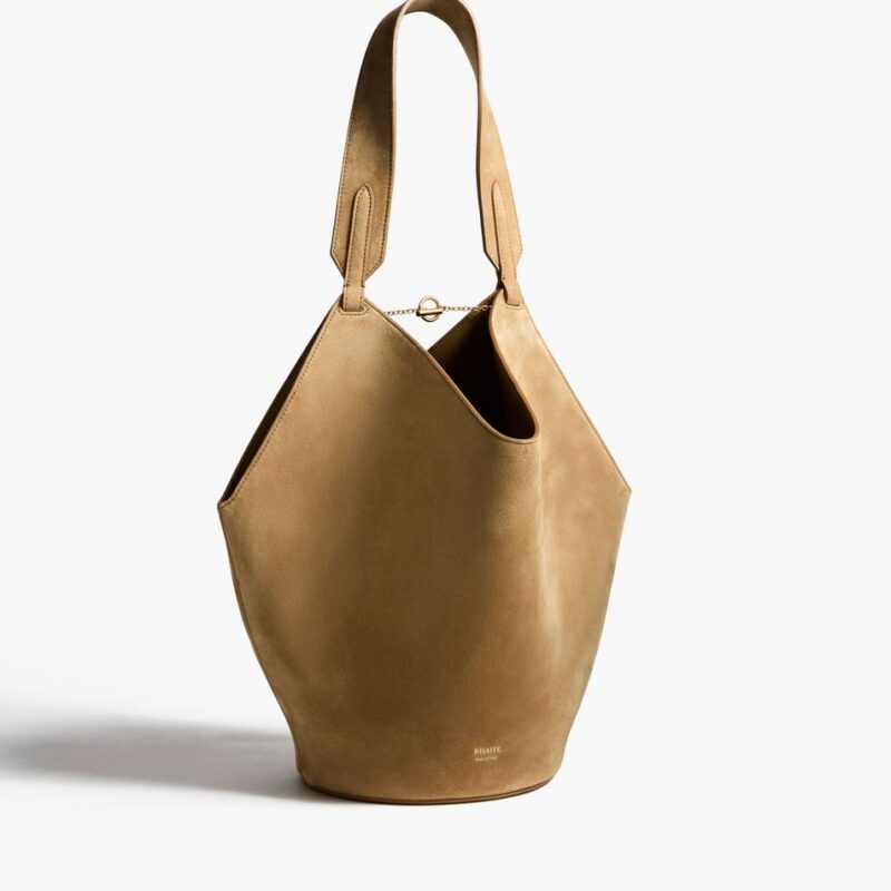 Small Lotus Tote in Mud Suede – Khaite