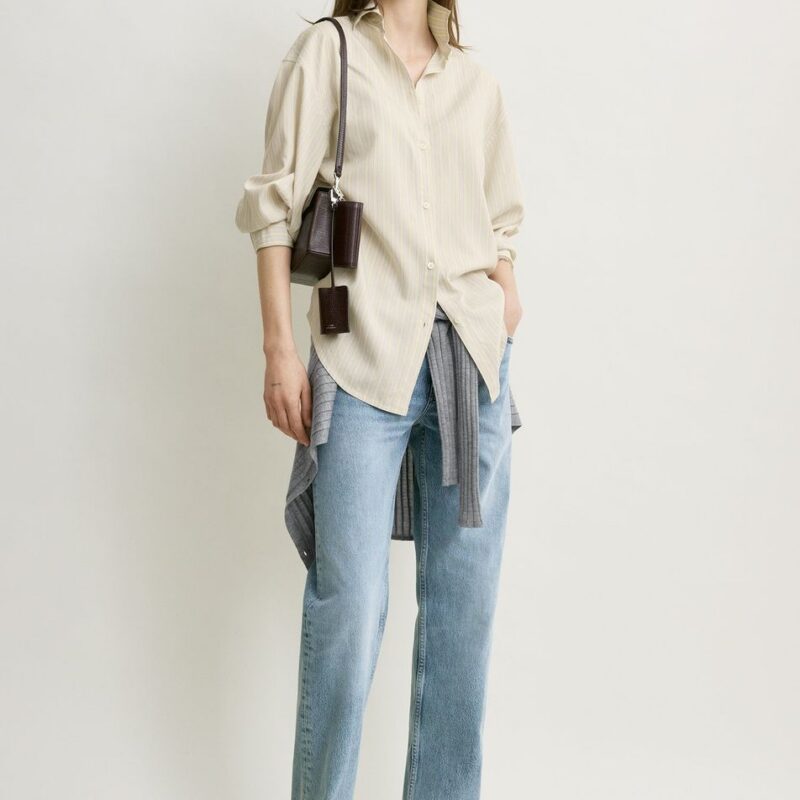 Oversized striped shirt yellow/sky – Toteme - INT