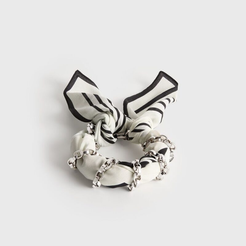 Silk scarf bracelet ecru/black/silver – Toteme - INT