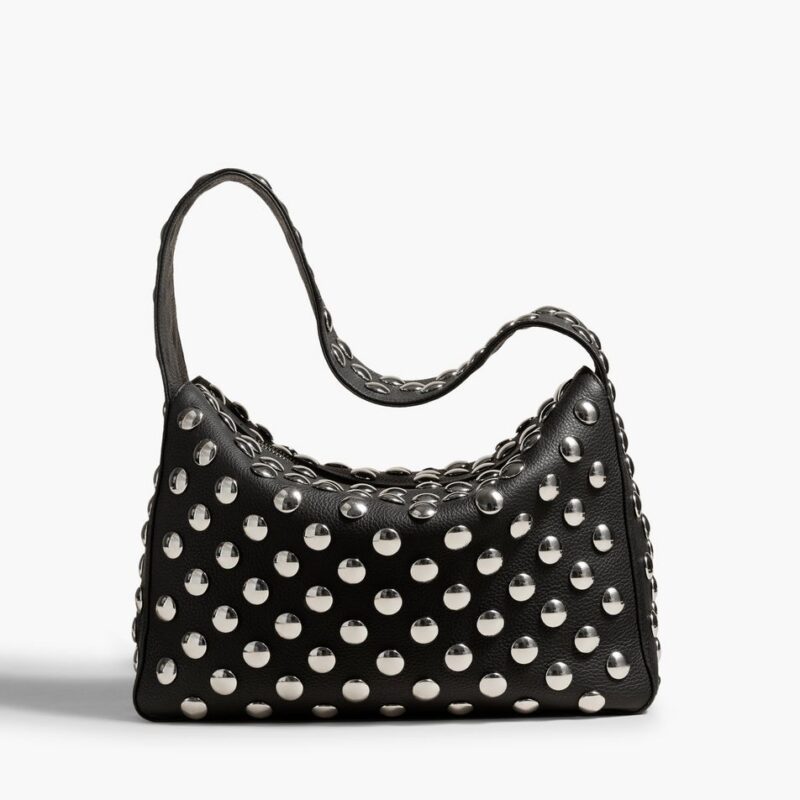 Elena Bag in Black Leather with Studs – Khaite