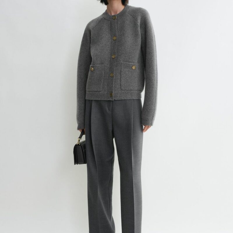 Hammered button cardigan grey melange – Toteme - INT