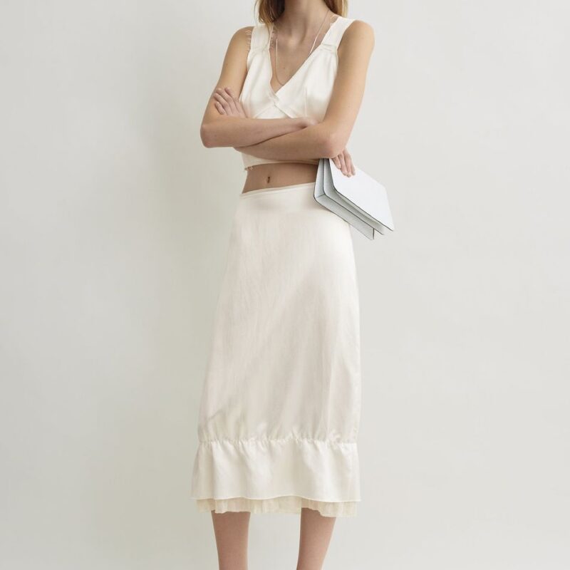 Layered satin skirt white – Toteme - INT