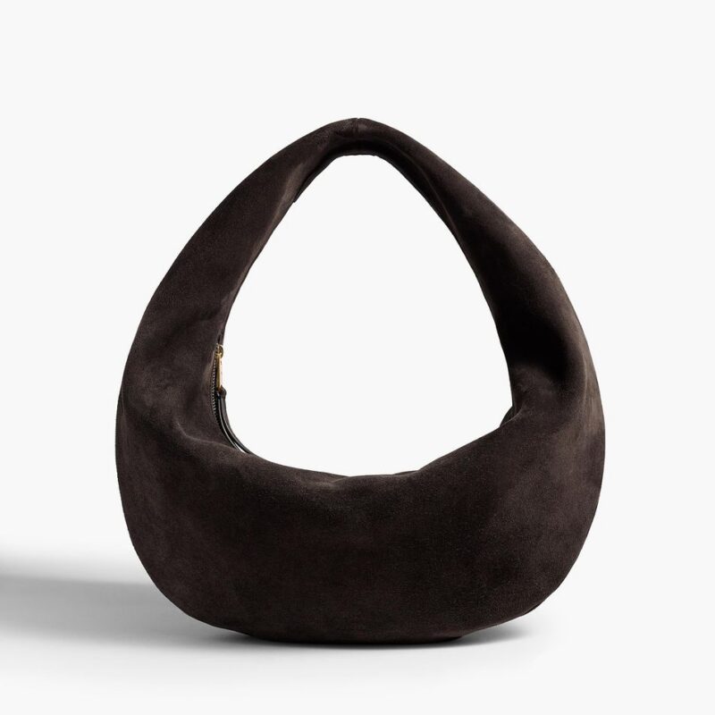 Medium Olivia Hobo in Dark Brown Suede – Khaite