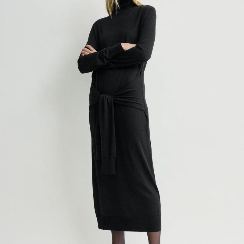 Double-sleeve turtleneck dress black – Toteme - INT