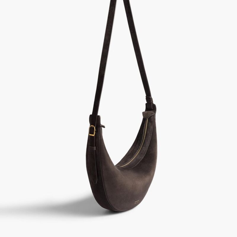 Small Augustina Crossbody Bag in Dark Brown Suede – Khaite