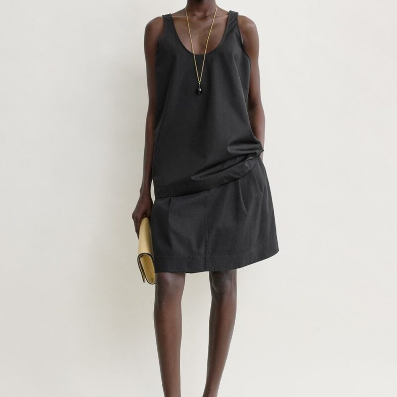 Scoop poplin tank black – Toteme - INT