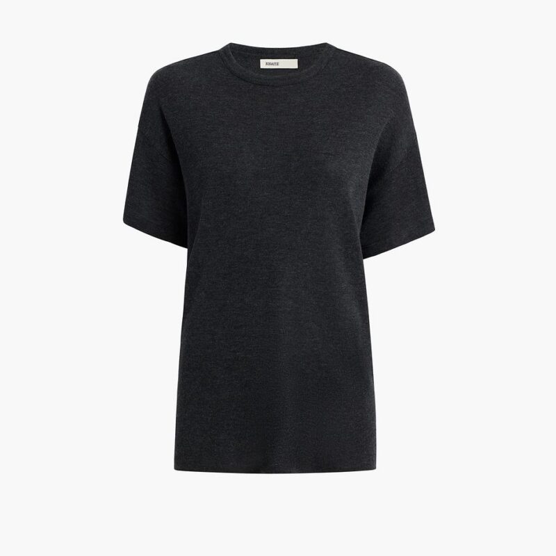 Maeve T-Shirt in Charcoal Silk Cashmere Jersey – Khaite