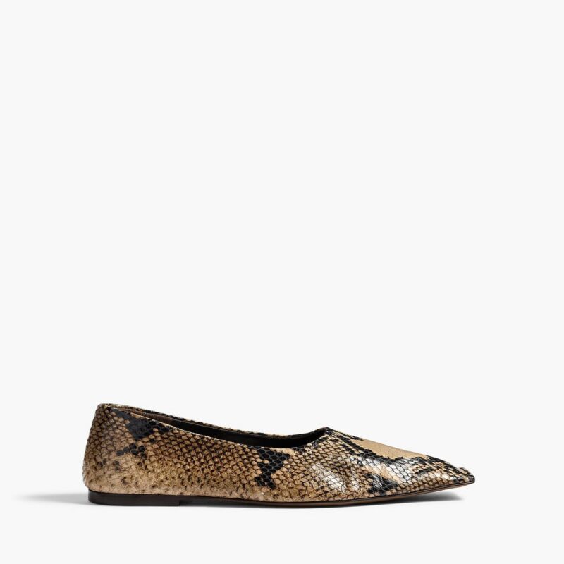 Marlene Ballerina in Python-Embossed Taupe – KHAITE