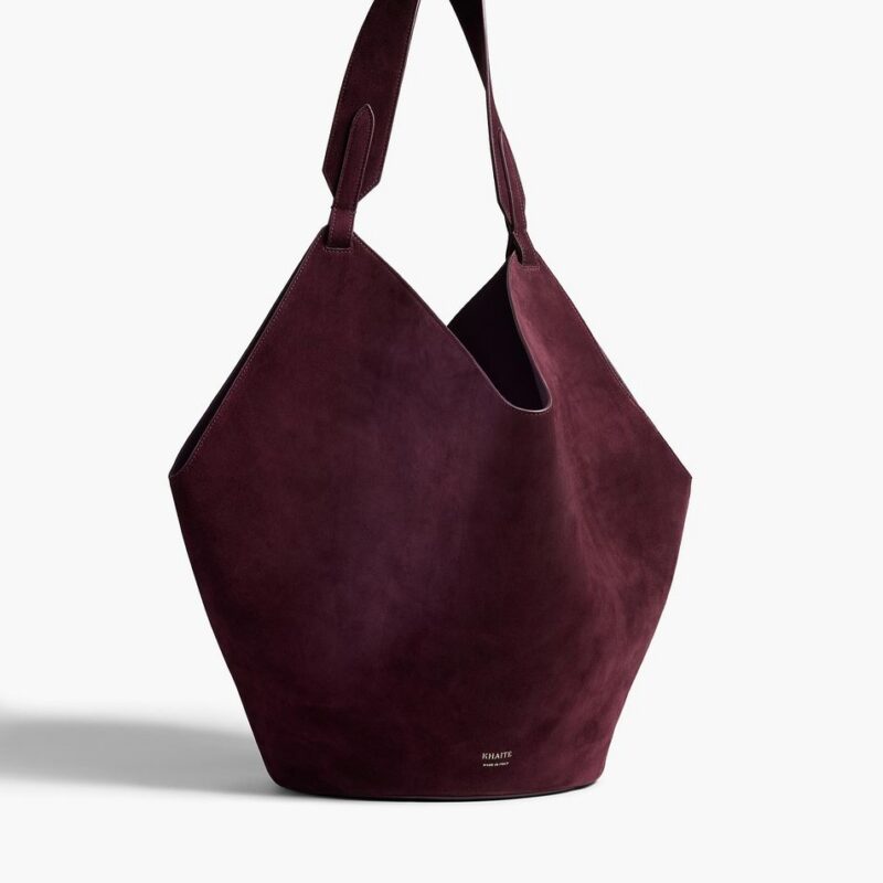 Medium Lotus Tote in Rouge Noir Suede – Khaite