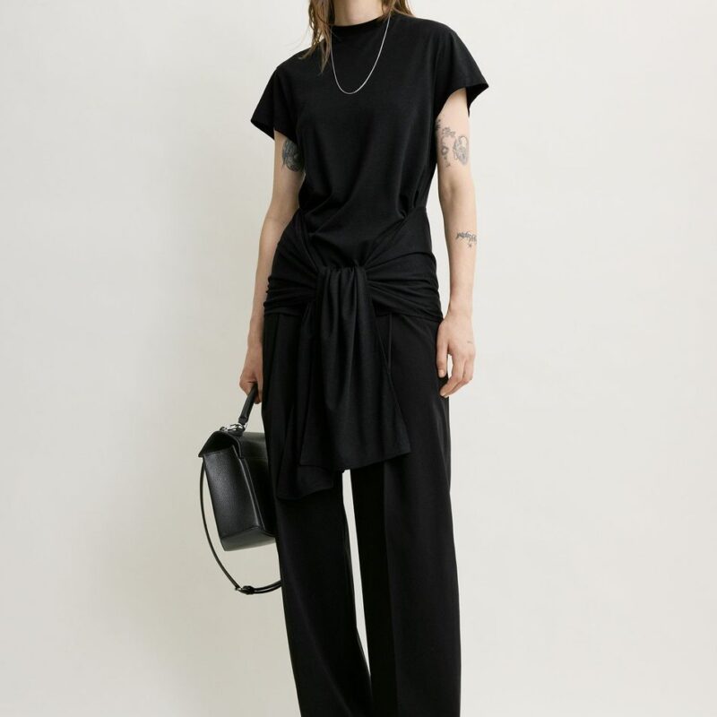 Tie-waist jersey top black – Toteme - INT