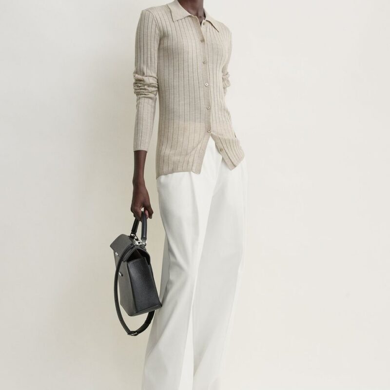 Slim ribbed shirt oat melange – Toteme - INT