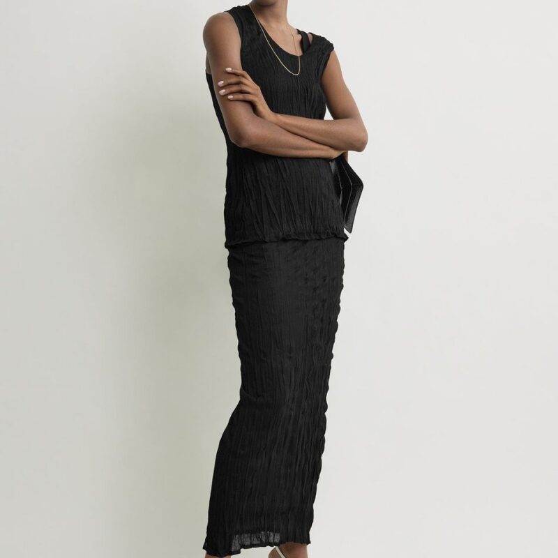Crinkled knit skirt black – Toteme - INT