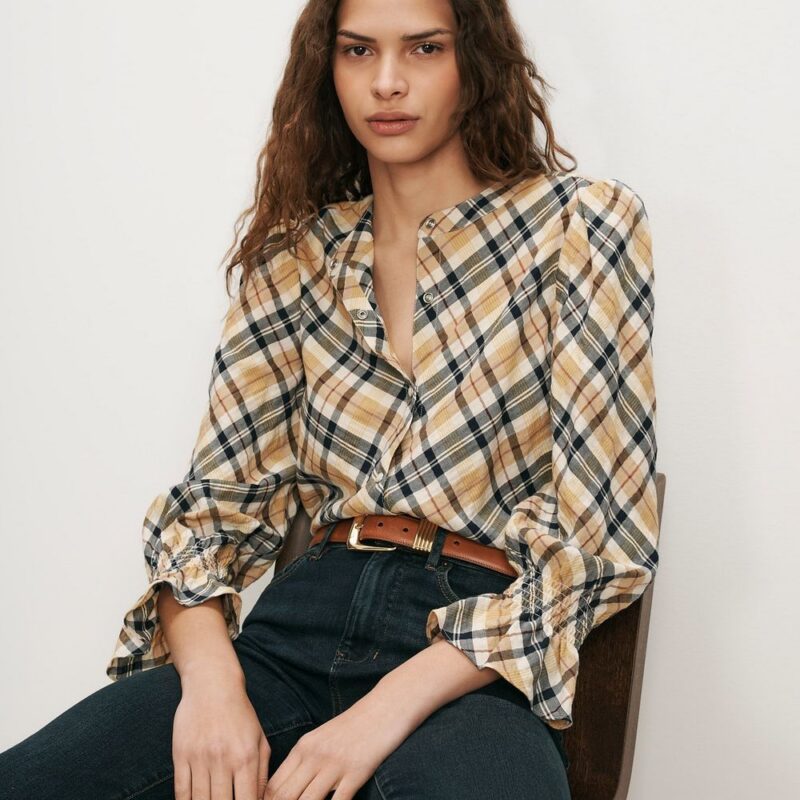 Ashlynn Plaid Blouse – Veronica Beard