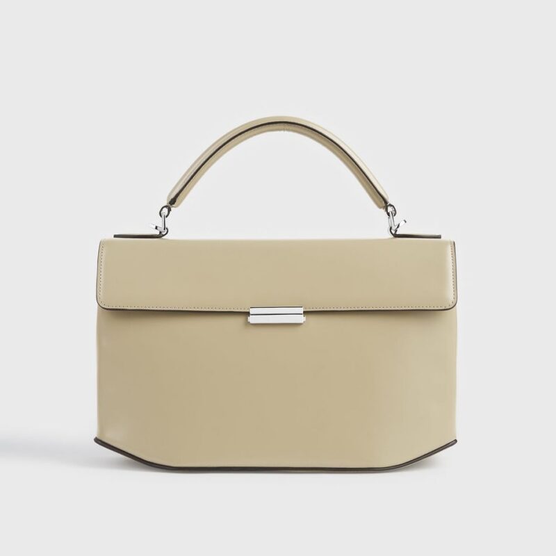 Clip polished-leather top handle cashew – Toteme - INT