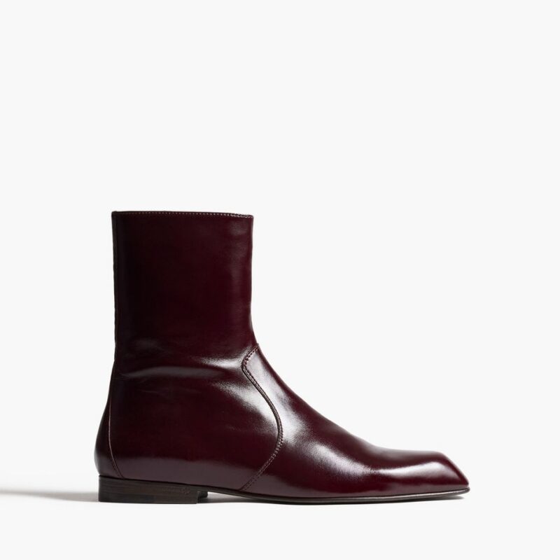 Colt Ankle Boot in Bordeaux Glazed Leather – Khaite