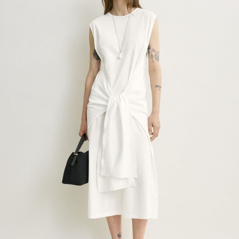 Tie-waist jersey dress off-white – Toteme - INT