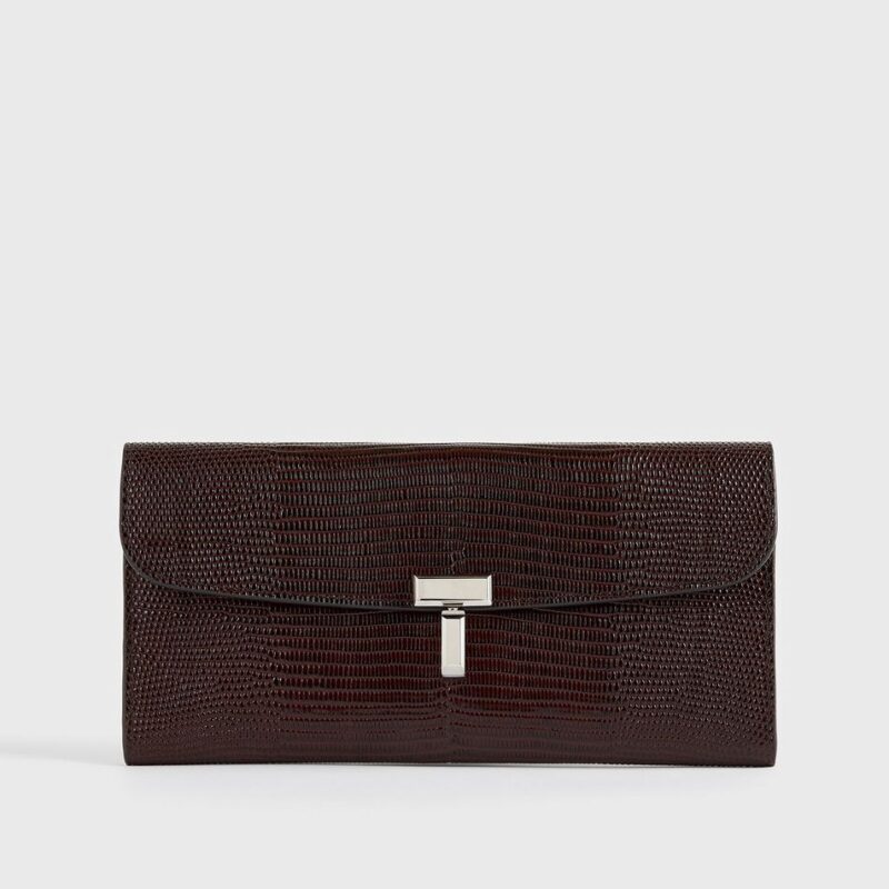 T-lock lizard-embossed wallet brown – Toteme - INT