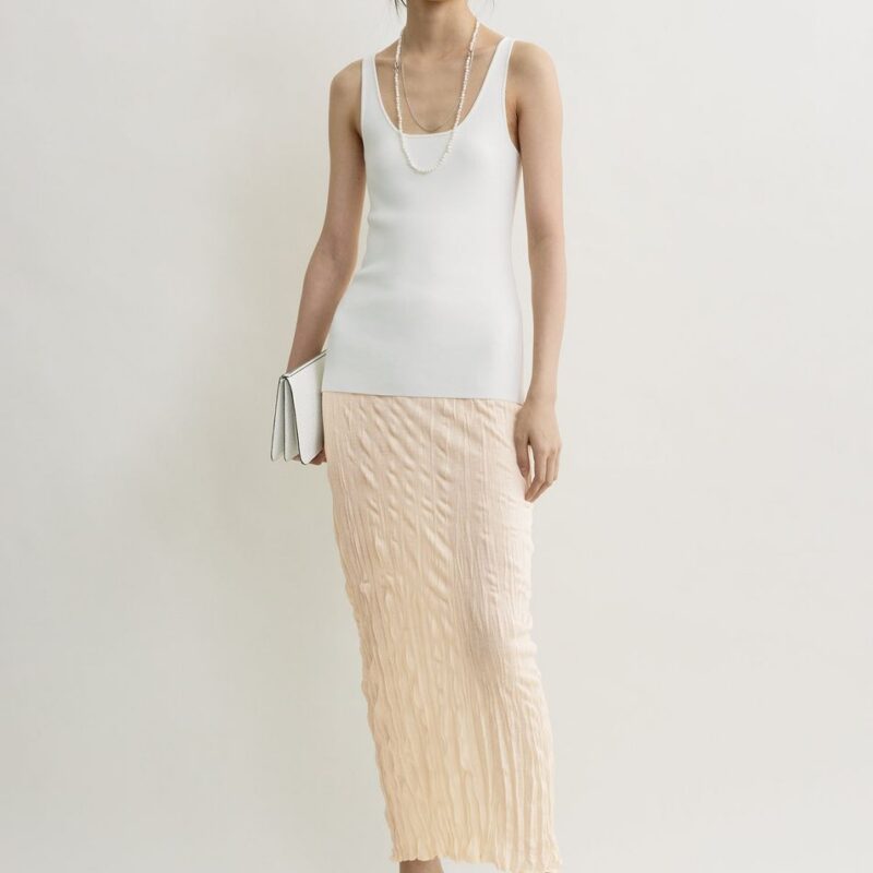 Crinkled knit skirt pale apricot – Toteme - INT