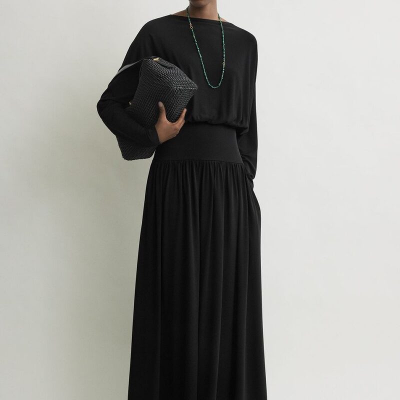 Boatneck jersey dress black – Toteme - INT
