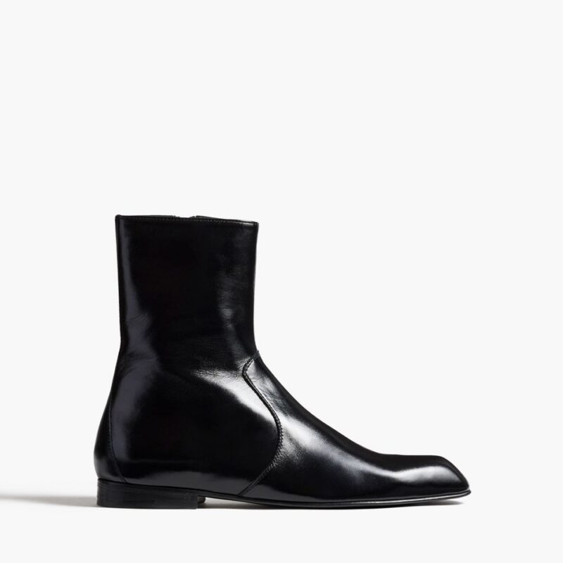 Colt Ankle Boot in Black Glazed Leather – Khaite