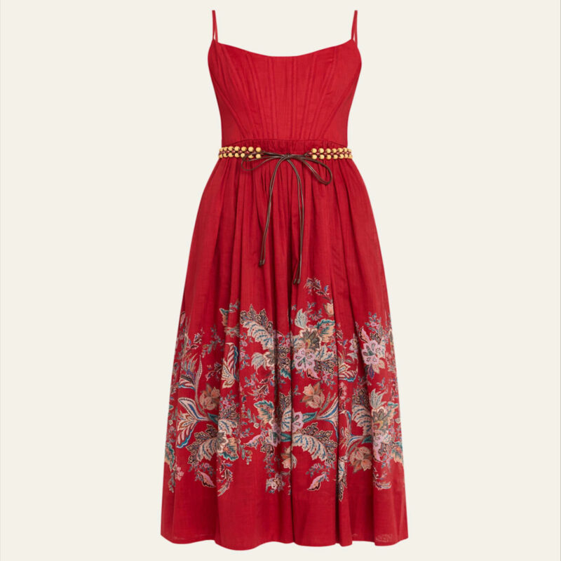 Rhiannon Belted Corset Midi Dress