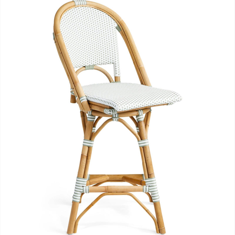 Serena & Lily Riviera Rattan Counter Stools - Sage