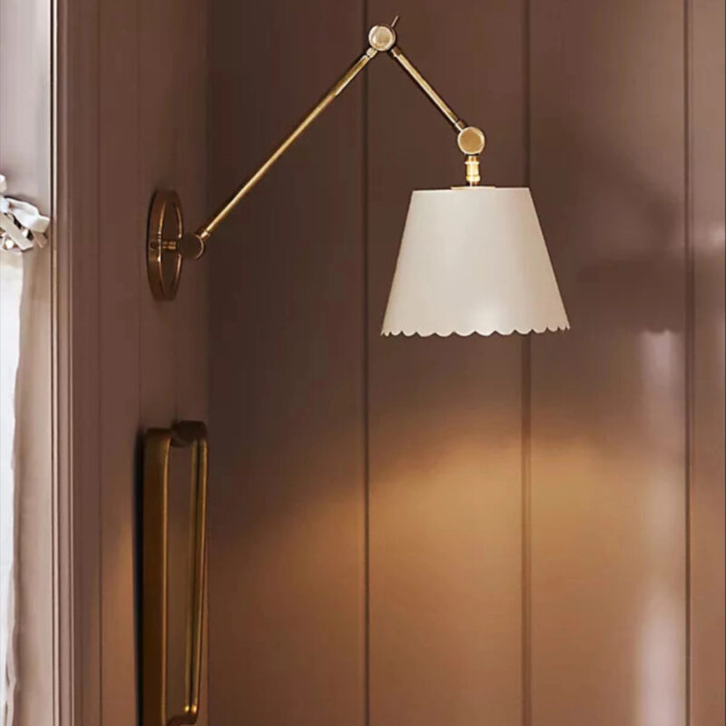 Roberta Scalloped Leather Task Sconce Wall Light