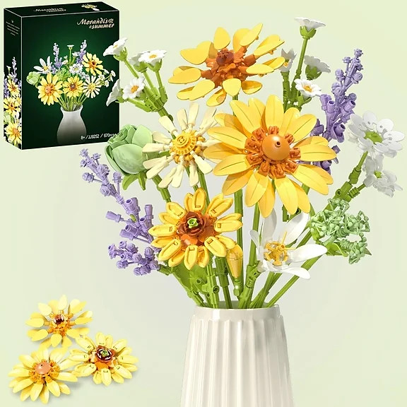 Rose Flower Bouquet Building Set, Botanical Collection Artificial Flowers Compatible with Lego Gi...