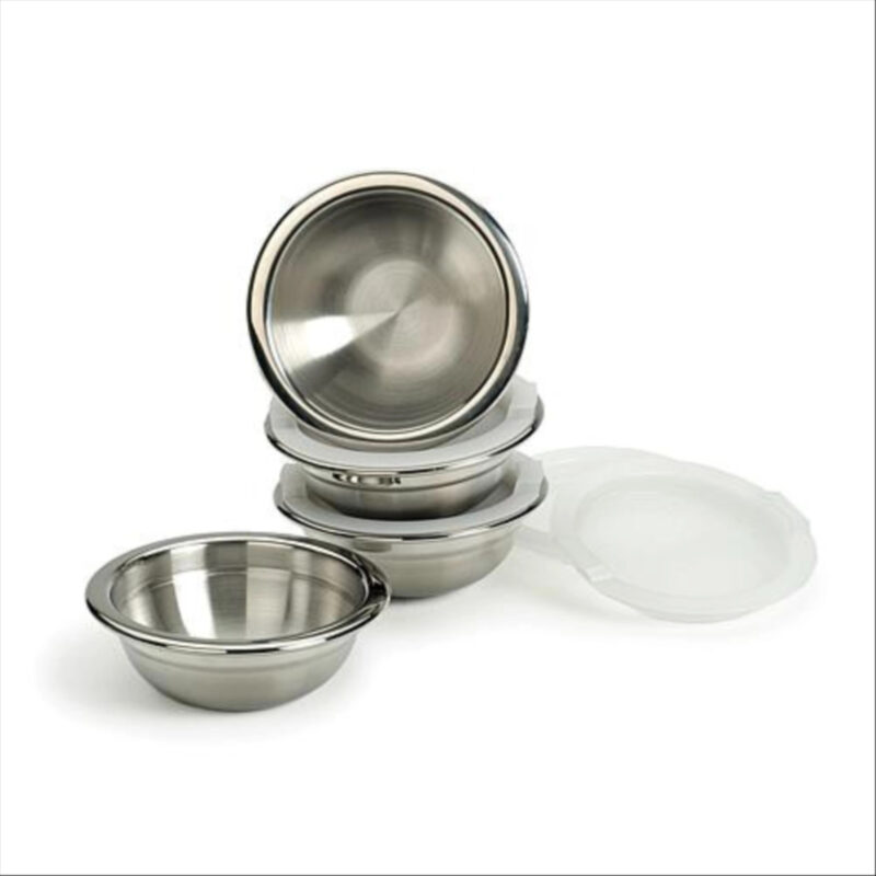 RSVP Stainless Steel Prep Bowls with Lids - Set of 4