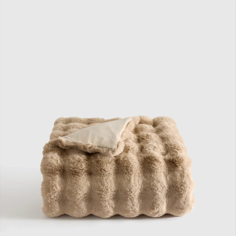 Ruched Faux Fur Throw