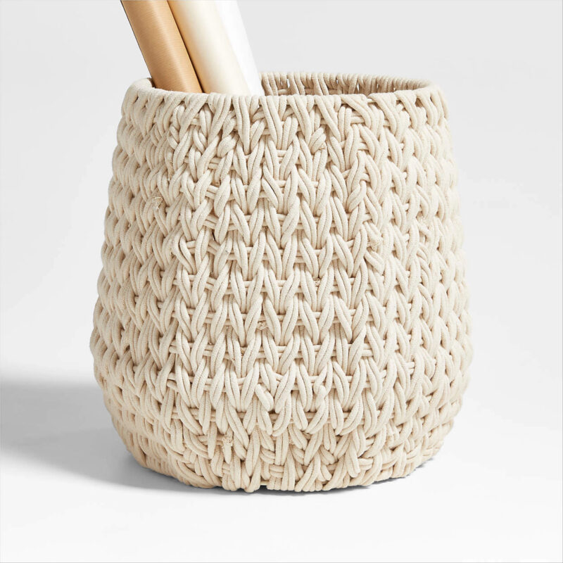 Rulon White Medium Blanket Basket + Reviews | Crate & Barrel