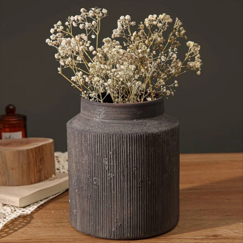 Rustic Vases for Home Decor. Ceramic Vase for Dining Table Decor. Terracotta Decorative Vase 6.1I...