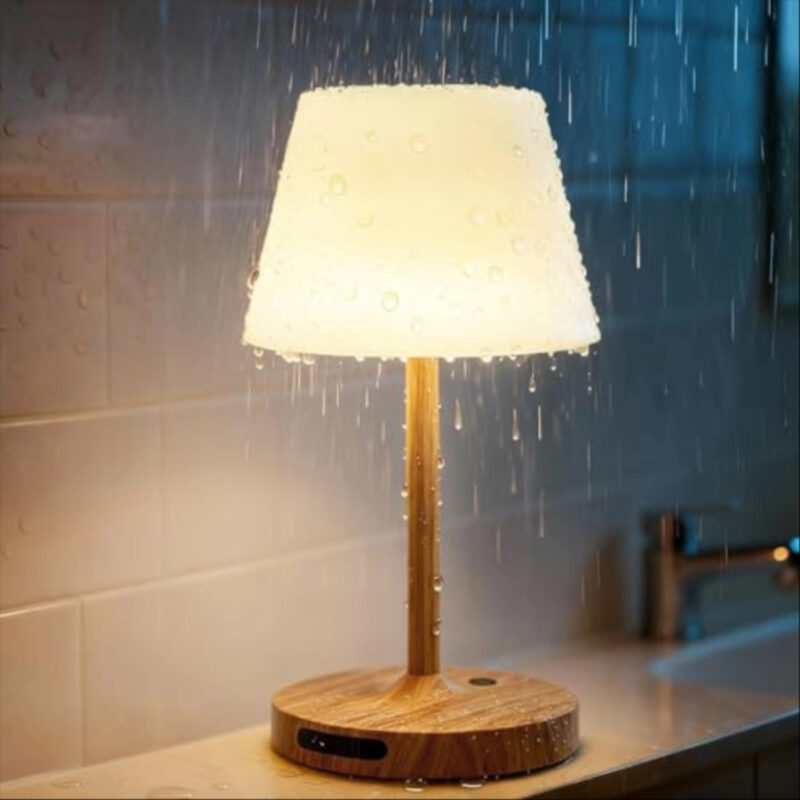 SAIWEYA Outdoor Waterproof Shower Lamp, 5200mAh Cordless Rechargeable Table Lamp with Touch Dimming, IP65 Wireless LED Night Light for Patio, Camping, Bathroom, Restaurant & Kitchen