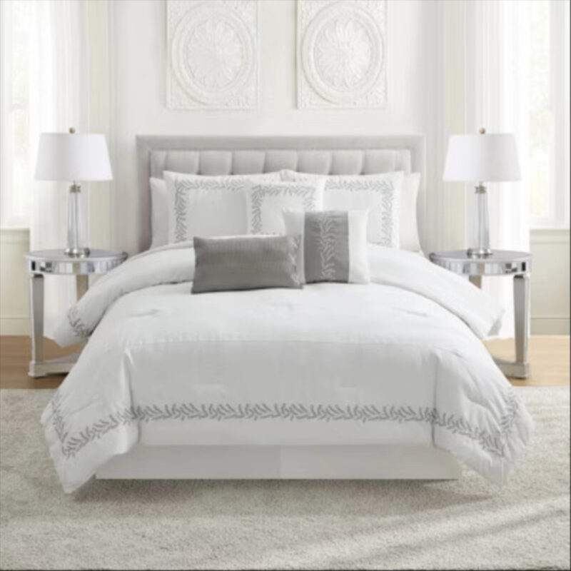 Salerno 7 Piece Faux Suede Elegant Bedding Set by Sweet Home Collection® - King - White