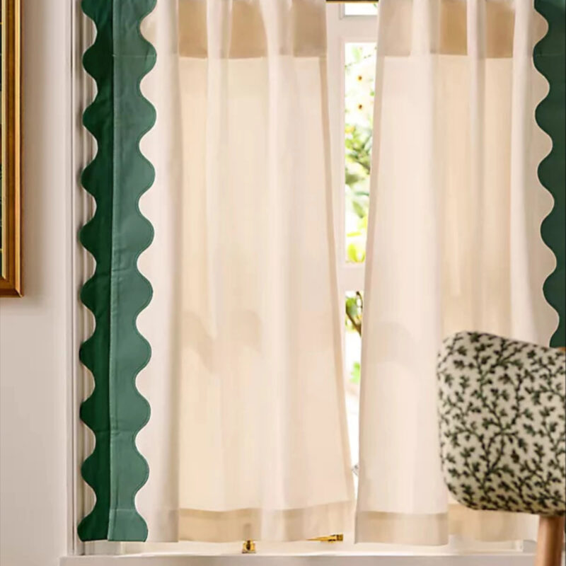 Maeve by Anthropologie Scalloped Cotton Cafe Curtain, Set of 2