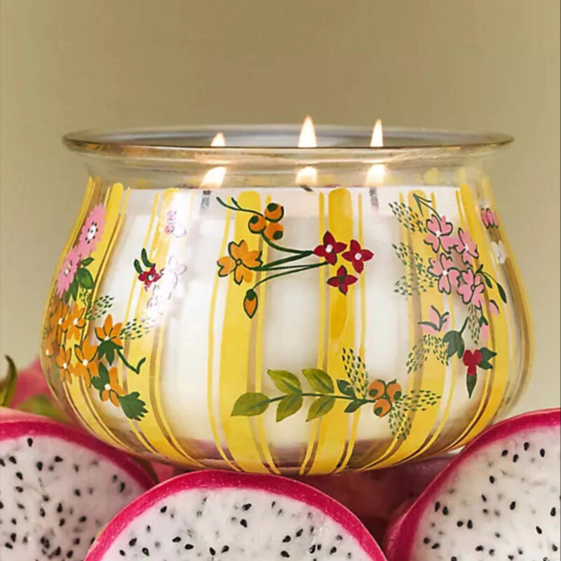 Scandi Fruity Dragon Fruit & Mango Low Wide Glass Candle