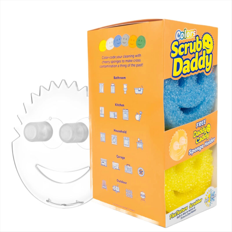 Scrub Daddy 6 Kitchen Sponges & 1 Daddy Caddy Dish Sponge Holder - BPA Free & Made with Polymer F...