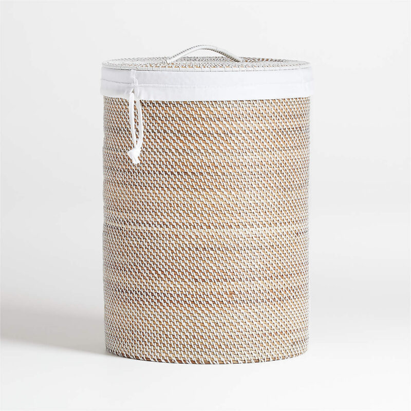Sedona White Hamper with Laundry Bag Liner + Reviews | Crate & Barrel