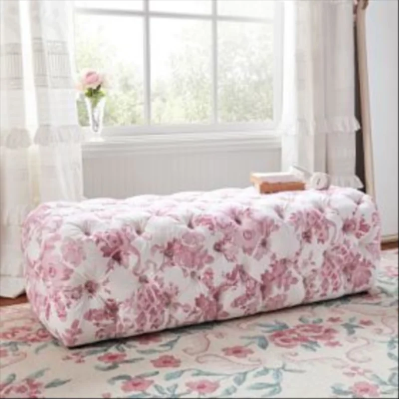 LoveShackFancy Garden Damask Upholstered Lounge Bench