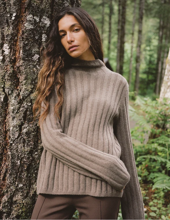 Fall style sweater in the forest