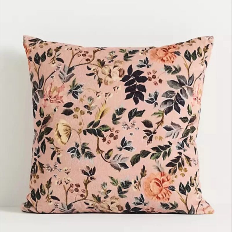 Seren Velvet Corduroy Printed Floral Pillow