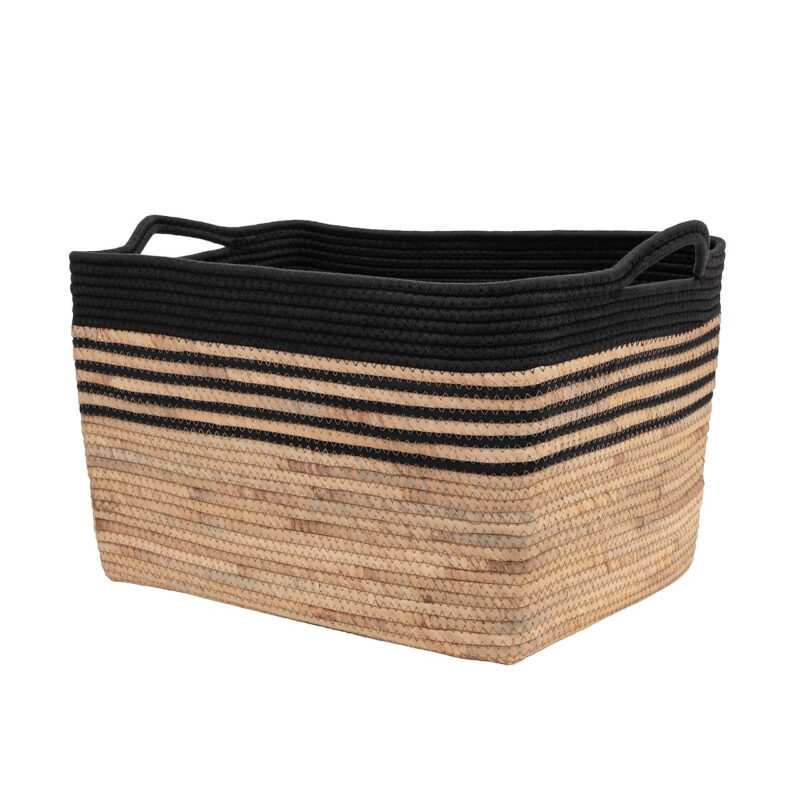 Seville Classics Large Rectangle Water Hyacinth & Rope Basket, Color: Black | Michaels