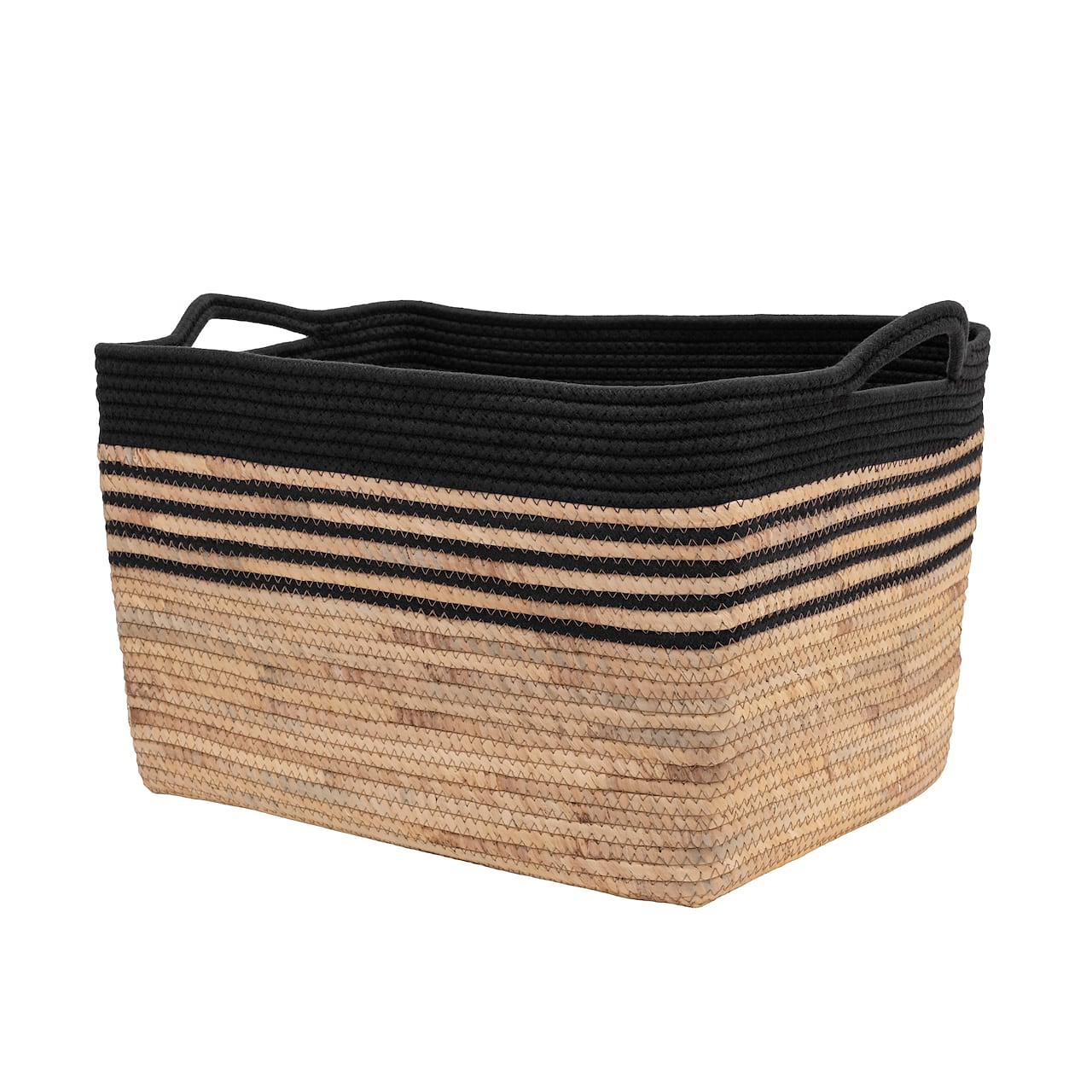 Seville Classics Large Rectangle Water Hyacinth & Rope Basket, Color: Black | Michaels