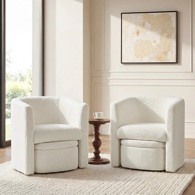 Ivy Bronx | Kyah Upholstered Barrel Chair with Ottoman (Set of 2)