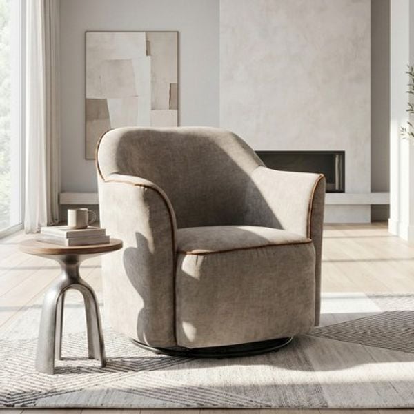 Modernluxe 360° Swivel Accent Chair, Chenille Upholstered Armchair Barrel Chair For Living Room, Bedroom, Office & Reading Room, Gray