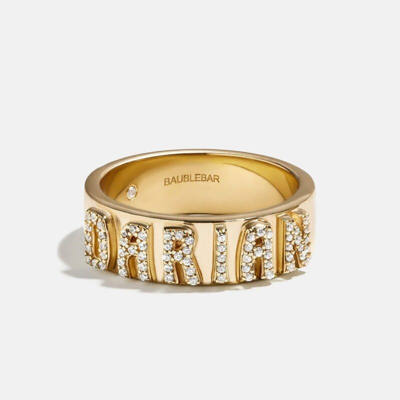 14K Gold Cigar Band Custom Ring - Gold/Pavé BaubleBar