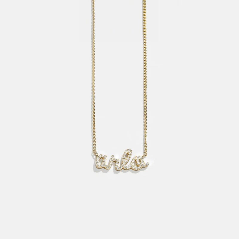 14K Gold Custom Nameplate Necklace - Script BaubleBar