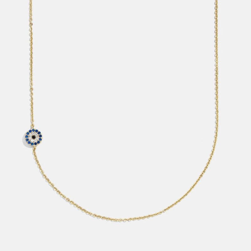 18K Gold Asymmetrical Evil Eye Necklace - Evil Eye BaubleBar