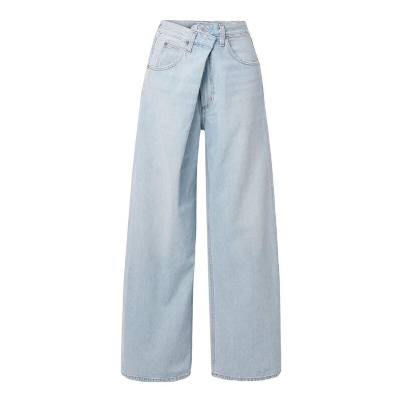 AGOLDE | Vana Draped Low-Rise Wide-Leg Jeans