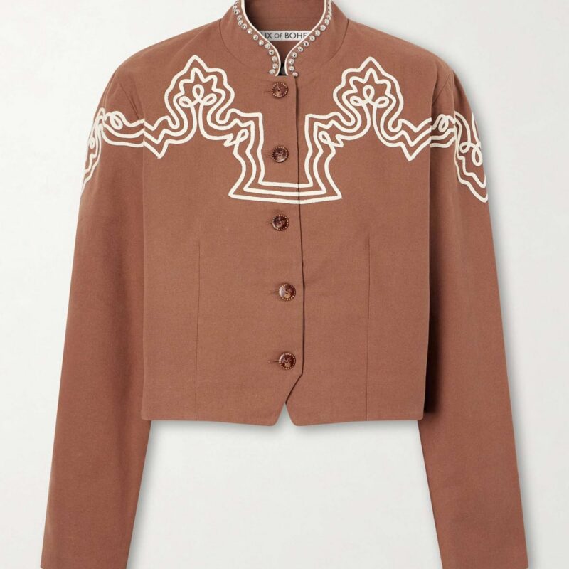 ALIX OF BOHEMIA | Clarke Clove Spur cropped appliquéd cotton-poplin jacket